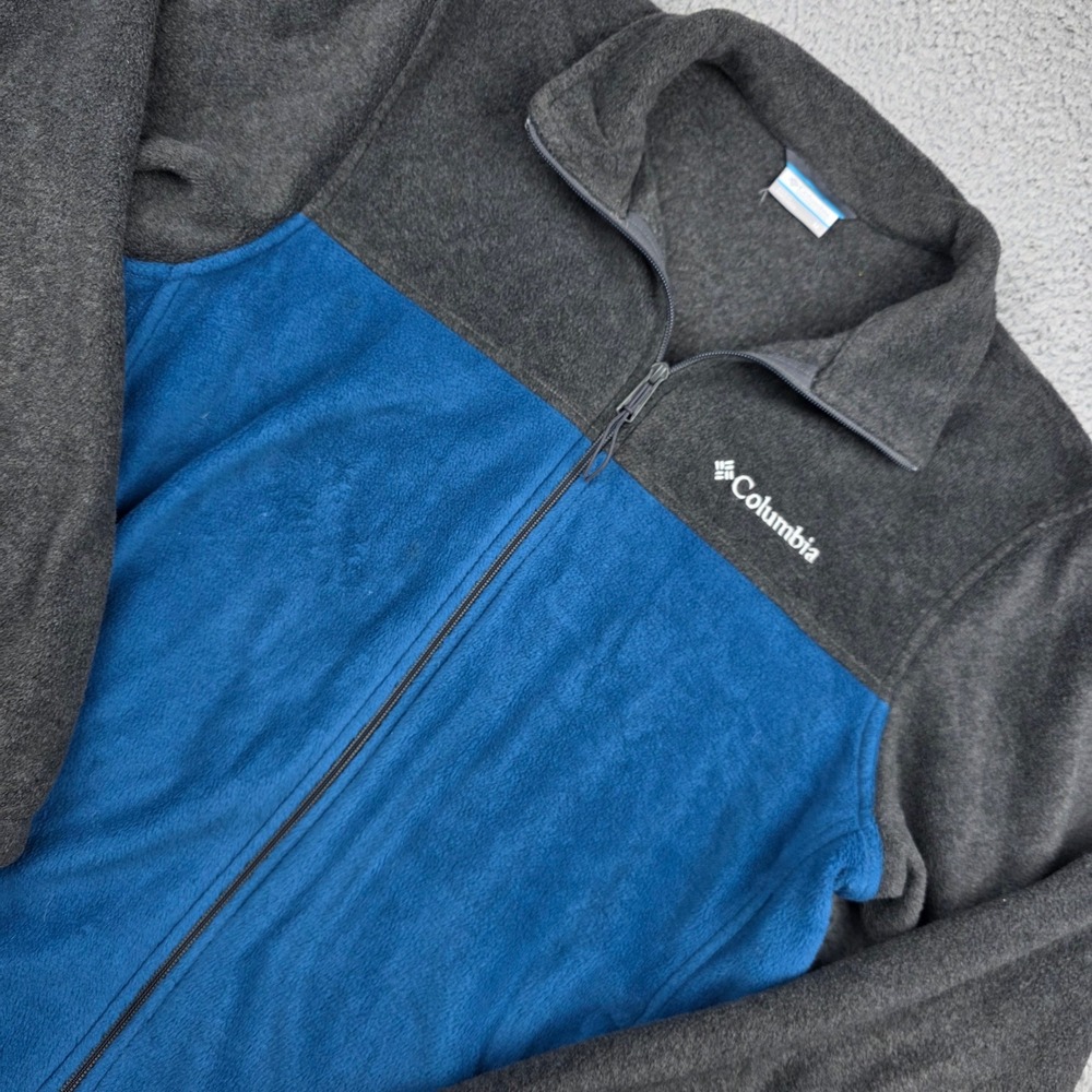 Columbia Fleece Jacket Mens Medium Blue‎ Gray Steens Mountain Full Zip WM3220
